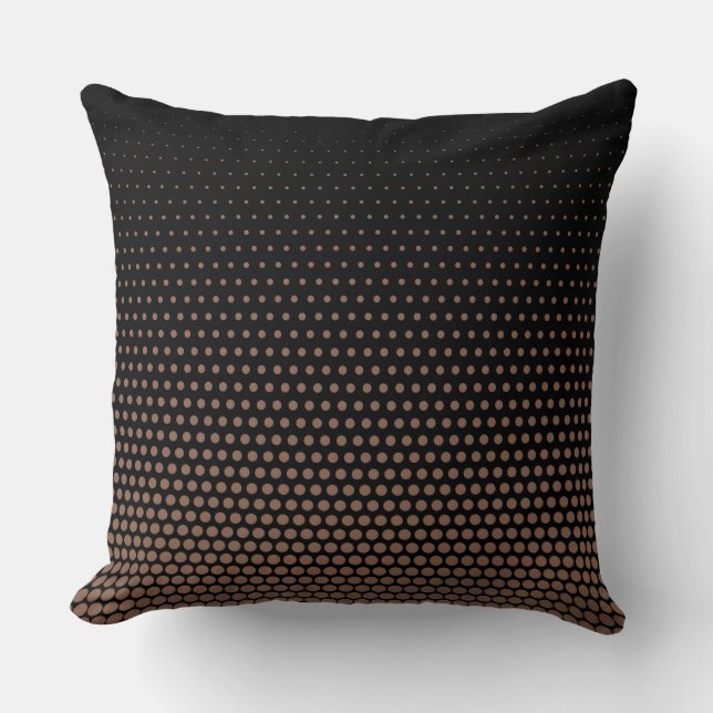 Cojín Decorativo Marrón-tangelo Techno puntos negro moderno (Anverso)