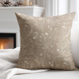 Cojín Decorativo Marrón Taupe Flor Elegante