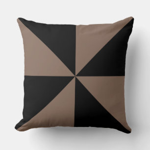 Cojín Decorativo Marrón Taupe y Pinwheel Negro
