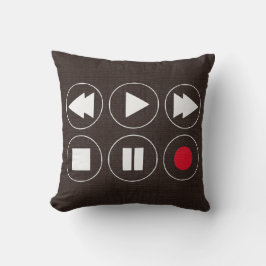 Cojín Decorativo marrón Tech Iconos Rebobinar Reproducir rápido Fow