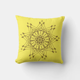 Cojín decorativo marrón y amarillo agudo Mandala