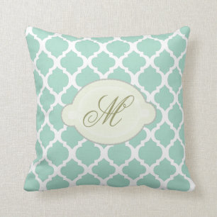 Cojín decorativo marroquí del verde menta y blan
