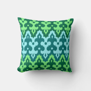 Cojín Decorativo Marroquí Ikat Damask, Turquoise & Jade Green