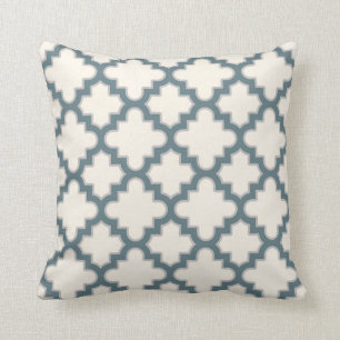Cojín Decorativo Marroquí moderno Quatrefoil en crema del gris azu
