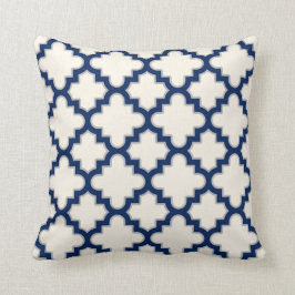 Cojín Decorativo Marroquí moderno Quatrefoil en el gris de azules