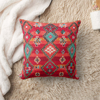 Cojín decorativo marroquí tradicional bohemio rojo
