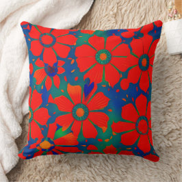 Cojín Decorativo Marruecos exótico rojo naranja azul verde azulado 
