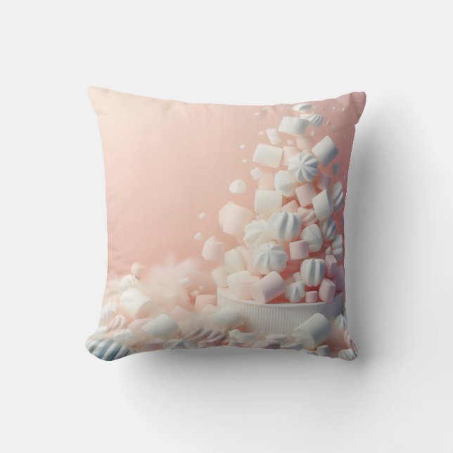 Cojín Decorativo marshmallow delicious with pink background  (Anverso)