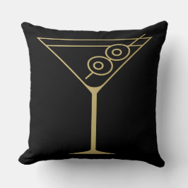 Cojín Decorativo Martini de aceituna dorado modernidad de mediados
