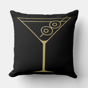 Cojín Decorativo Martini de aceituna dorado modernidad de mediados 