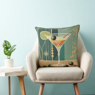 Cojín Decorativo Martini de hora del cóctel diseño de mediados de s