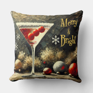 Cojín Decorativo Martini de Navidad de Cranberry Triple Retro 50s