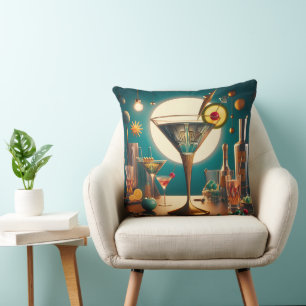 Cojín Decorativo Martini futurista de placa de circuito atómico