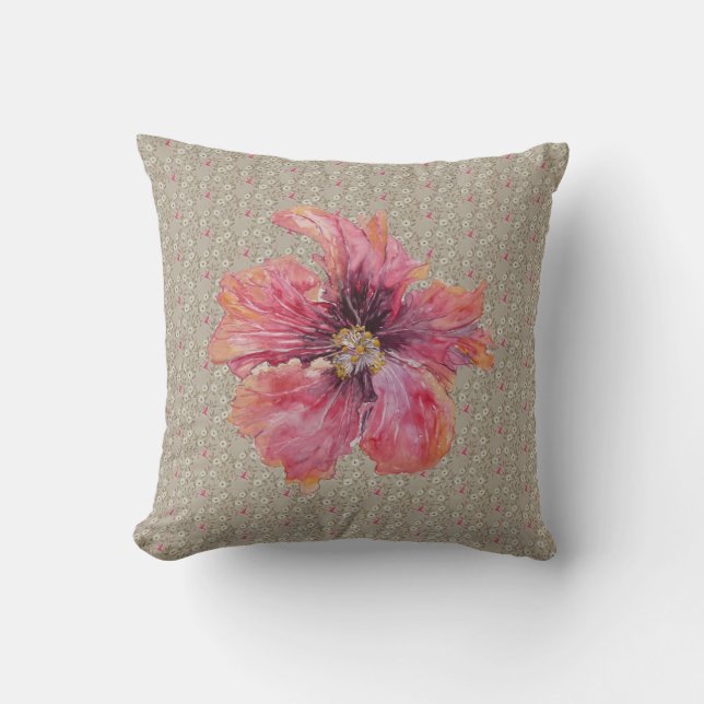 COJÍN DECORATIVO MARY-HIBISCUS FLOWER ART PILLOW (Anverso)