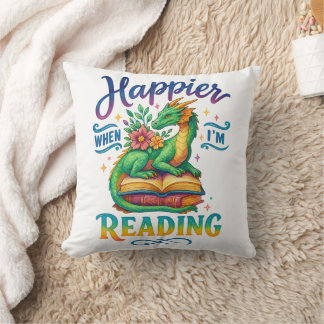 Cojín Decorativo Más feliz cuando estoy leyendo