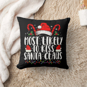Cojín Decorativo Más Probable Que Bese a Santa Claus Navidad Famili