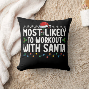 Cojín Decorativo Más Probable Que Haga Ejercicio Con Santa Gimnasio