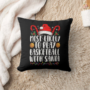 Cojín Decorativo Más Probable Que Juegue Baloncesto Con Santa Xmas