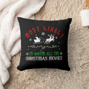 Cojín Decorativo Más Propenso a Ver Todas las Películas de Navidad