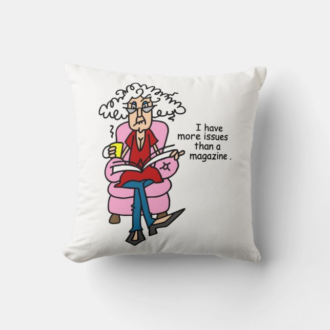 Cojín Decorativo Más temas que humor de revista (Anverso)
