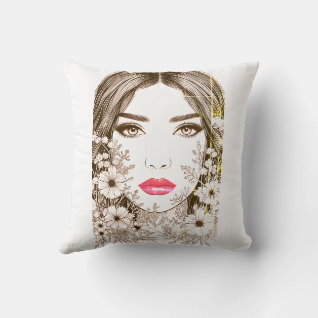 Cojín Decorativo Masaje de otoño - Mujer con flores de otoño (Reverso)