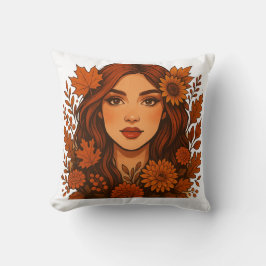 Cojín Decorativo Masaje de otoño - Mujer con flores de otoño