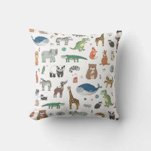 Cojín Decorativo Máscara animal infantil, patrón de virus.