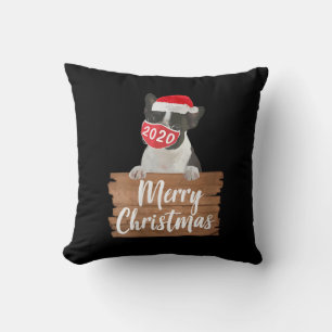 Cojín Decorativo Máscara Boston Terrier 2020 de mujeres Navidades