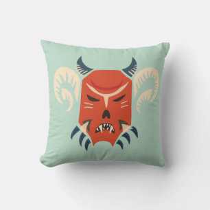 Cojín Decorativo Máscara de Demonio de Cuerno de Halloween