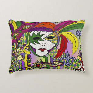 Cojín Decorativo Máscara de plumas de Mardi Gras psicodélico