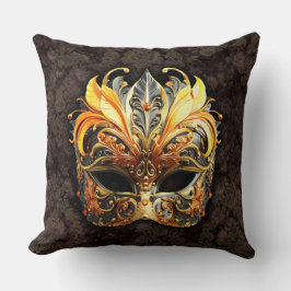 Cojín Decorativo Máscara Dorada de Mascarada Veneciana