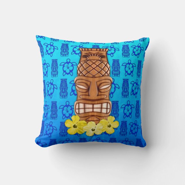 Cojín Decorativo Máscara hawaiana de Tiki (Anverso)