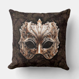 Cojín Decorativo Máscara ornamentada de oro y plata con follaje ela
