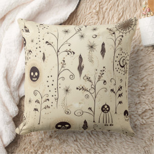 Cojín Decorativo Máscaras Boho Halloween y patrón de remolinos botá