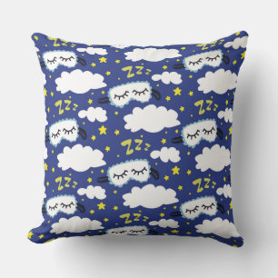 Cojín Decorativo Máscaras de Sueño Nubes y Estrellas Amarillas