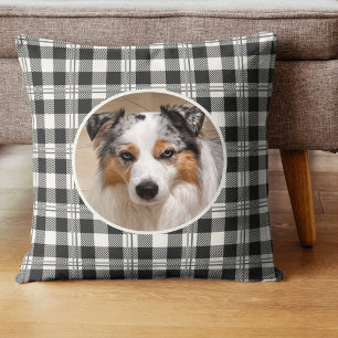 Cojín Decorativo Mascota acogedor foto diseño de escúfalo gris oscu