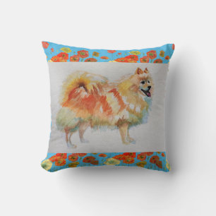 Cojín Decorativo Mascota alemán Spitz Pomeranian Watercolor Perro C
