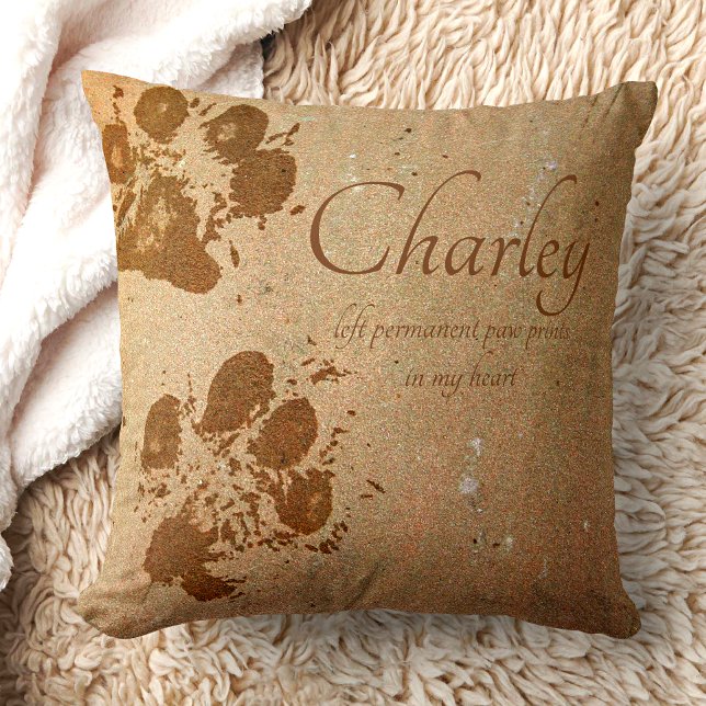 Cojín Decorativo Mascota conmemorativo Tan Muddy Paw imprime el nom (Subido por el creador)