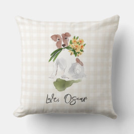 Cojín Decorativo Mascota de amor Gingham Terrier Dog Watercolor Art