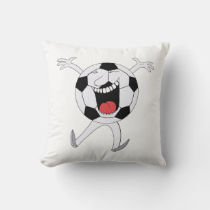 Cojín Decorativo Mascota de Balón de Fútbol Sonriente