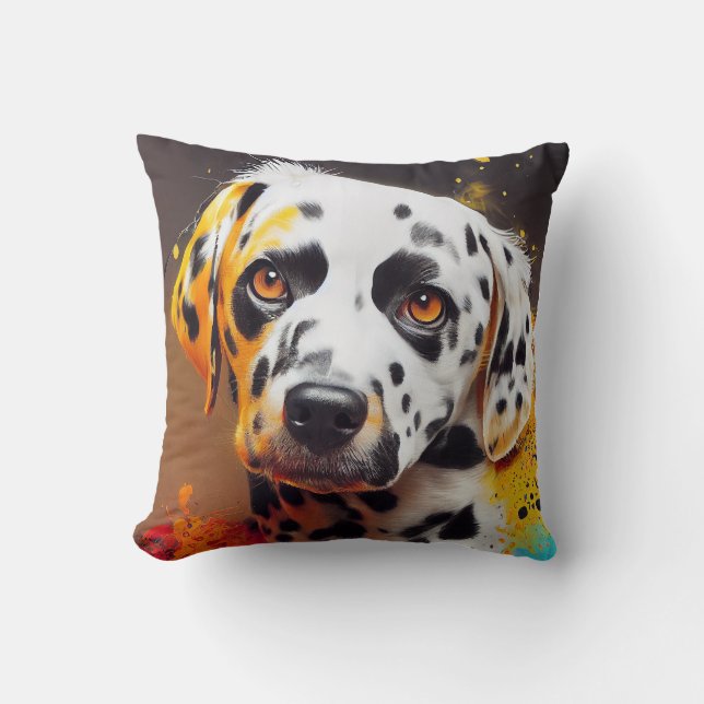 Cojín Decorativo Mascota de perro de Dalmacia Compañero animal ador (Anverso)