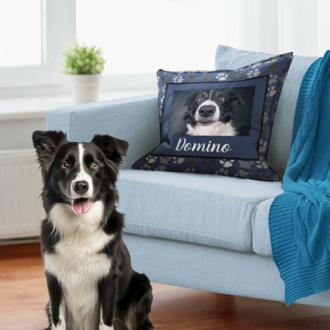 Cojín Decorativo Mascota gris blanco negro foto de perro personific (Subido por el creador)