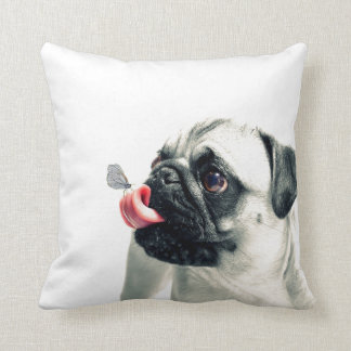 Cojín Decorativo Mascota lindo PUG blanco - personalizarlo