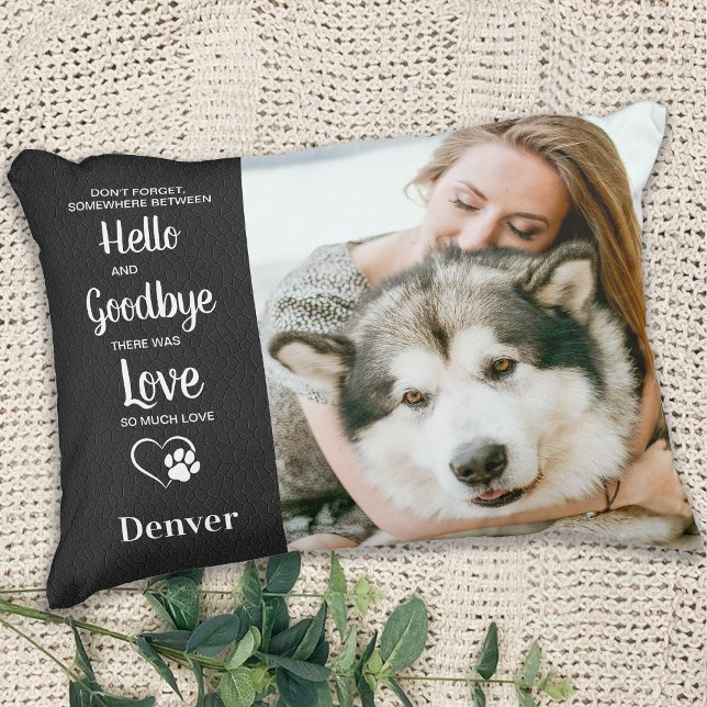 Cojín Decorativo Mascota Memorial Hello Goodbye Sympathy Dog Photo (Subido por el creador)
