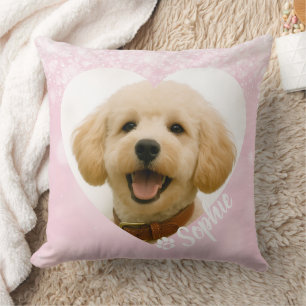 Cojín Decorativo Mascota Perro Gato Foto Personalizada Rosa Recuerd