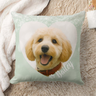 Cojín Decorativo Mascota Perro Gato Foto Personalizada Verde Recuer