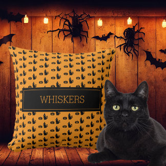 Cojín Decorativo Mascota personalizada de Halloween gato negro aman