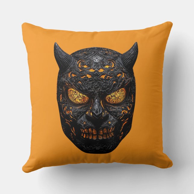 Cojín Decorativo 👹 Masque Démoniaque Sculpté - Art Intricate (Reverso )