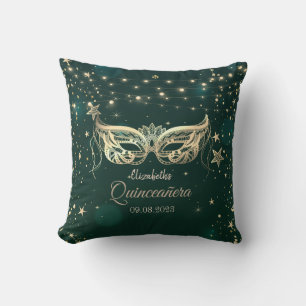 Cojín Decorativo Masquerade, Estrellas Verdes  Quinceañera