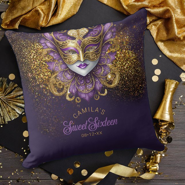 Cojín Decorativo Masquerade Motif Sweet 16 Purple Gold V2 ID1032 (Subido por el creador)
